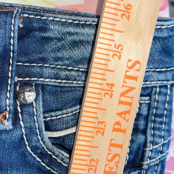 Rock Revival Stephanie Capri Denim Jeans Size 26 Whiskered Distressed Stretch - Picture 12 of 12
